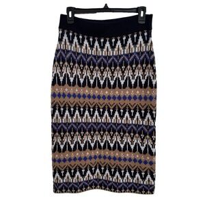 ANTHROPOLOGIE Skirt Fair Isle Knit‎ Saoirse Midi Straight Pencil Wool Cashmere M